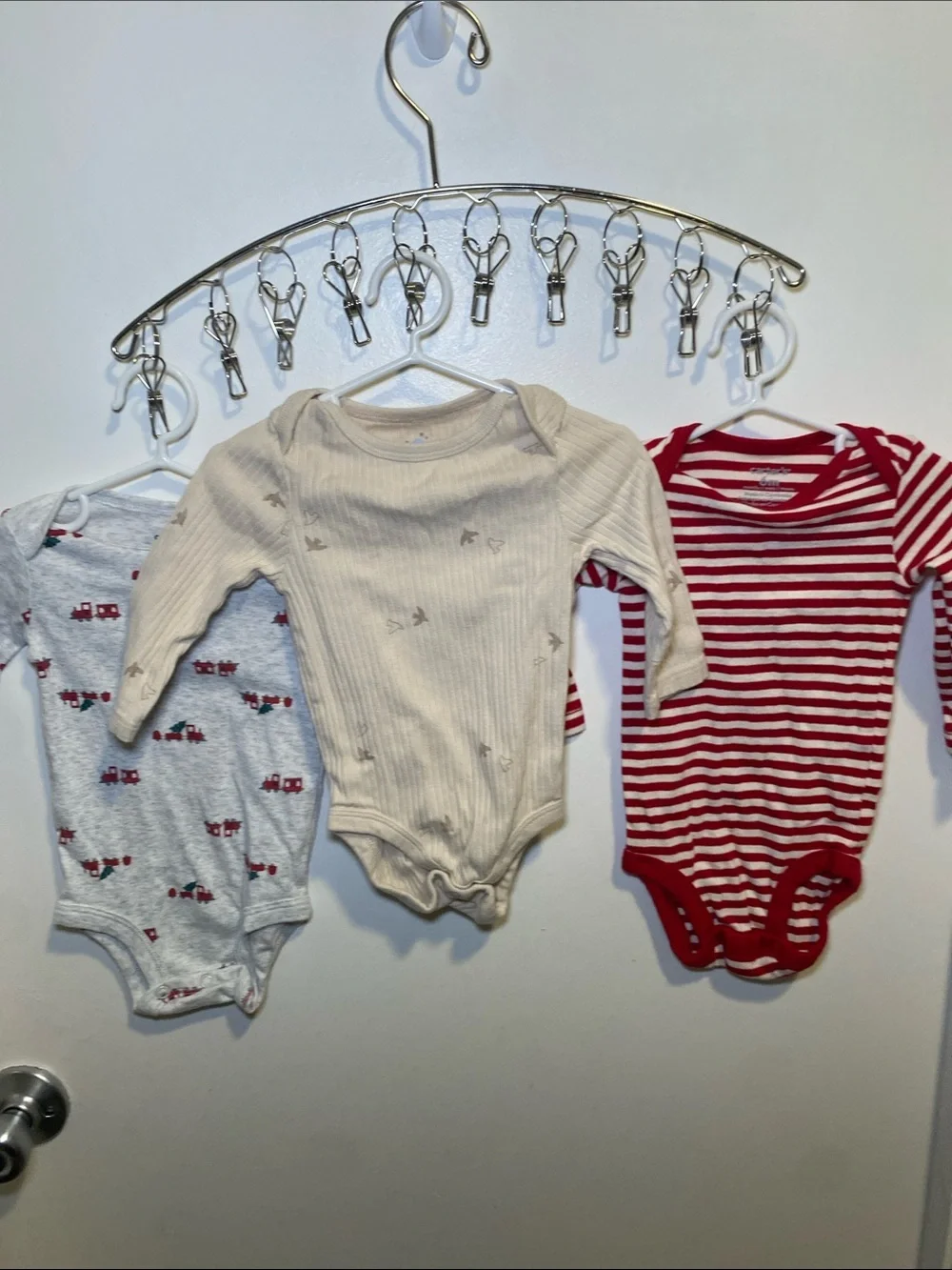 Carter's and Cloud Island Red, White & Beige Long-Sleeve Baby Bodysuit Set